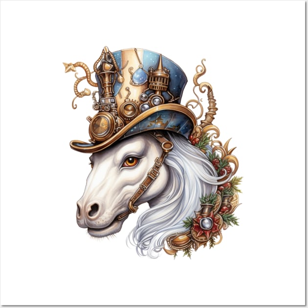 Steampunk Christmas Horse Wall Art by Chromatic Fusion Studio